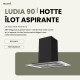 BELDEKO - Hotte îlot aspirante 90 cm NOIR - Minuteur - Débit 556 m3/h  - 3 vitesses - LUDIA 90 BK